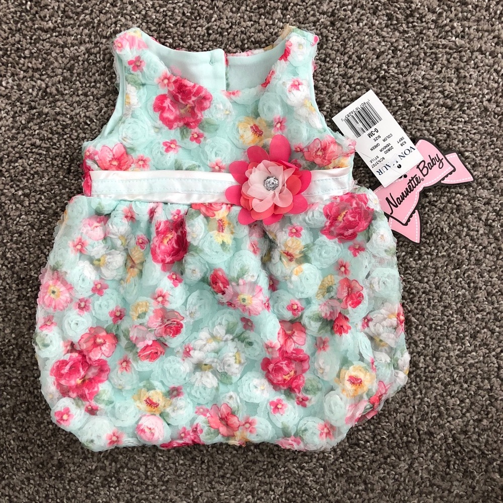 NWT Nannette Baby floral chiffon bubble romper